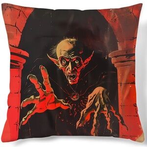 NWT Nosferatus Count Orlok Classic Vampire Horror Deco Throw Pillow Cover